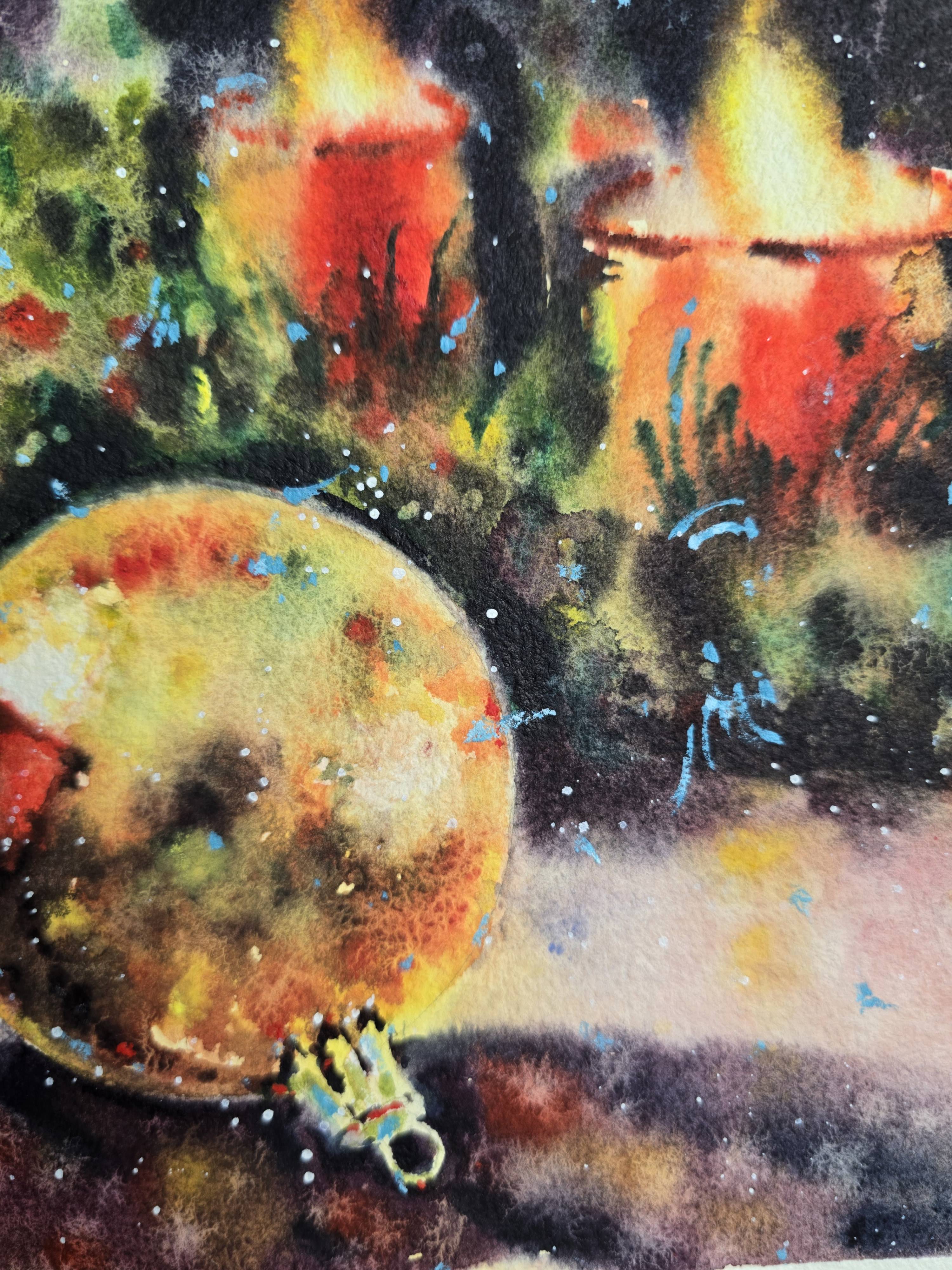 Original Watercolor Christmas Ornaments Painting - Festive Still Life Art — image 3