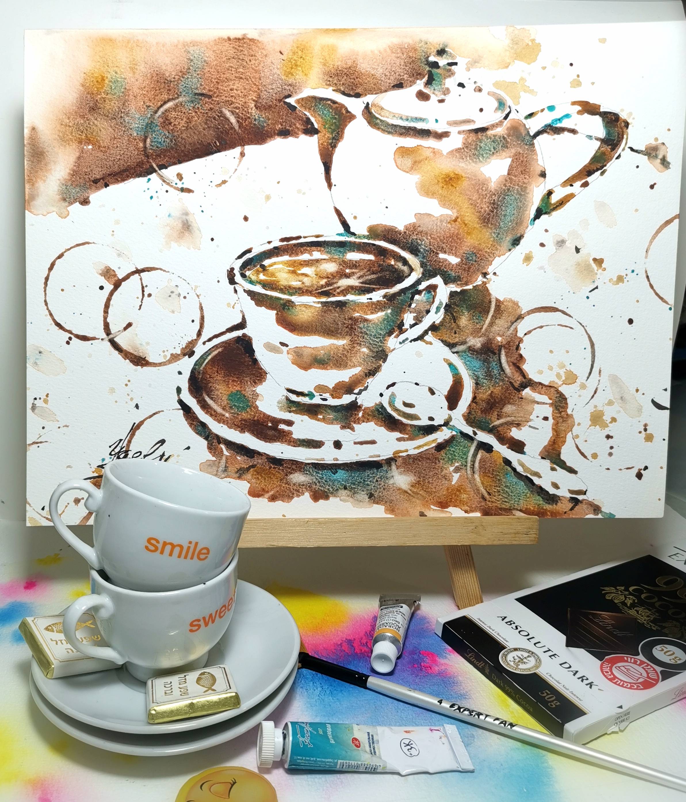 Coffee painting Original watercolor painting — image 3