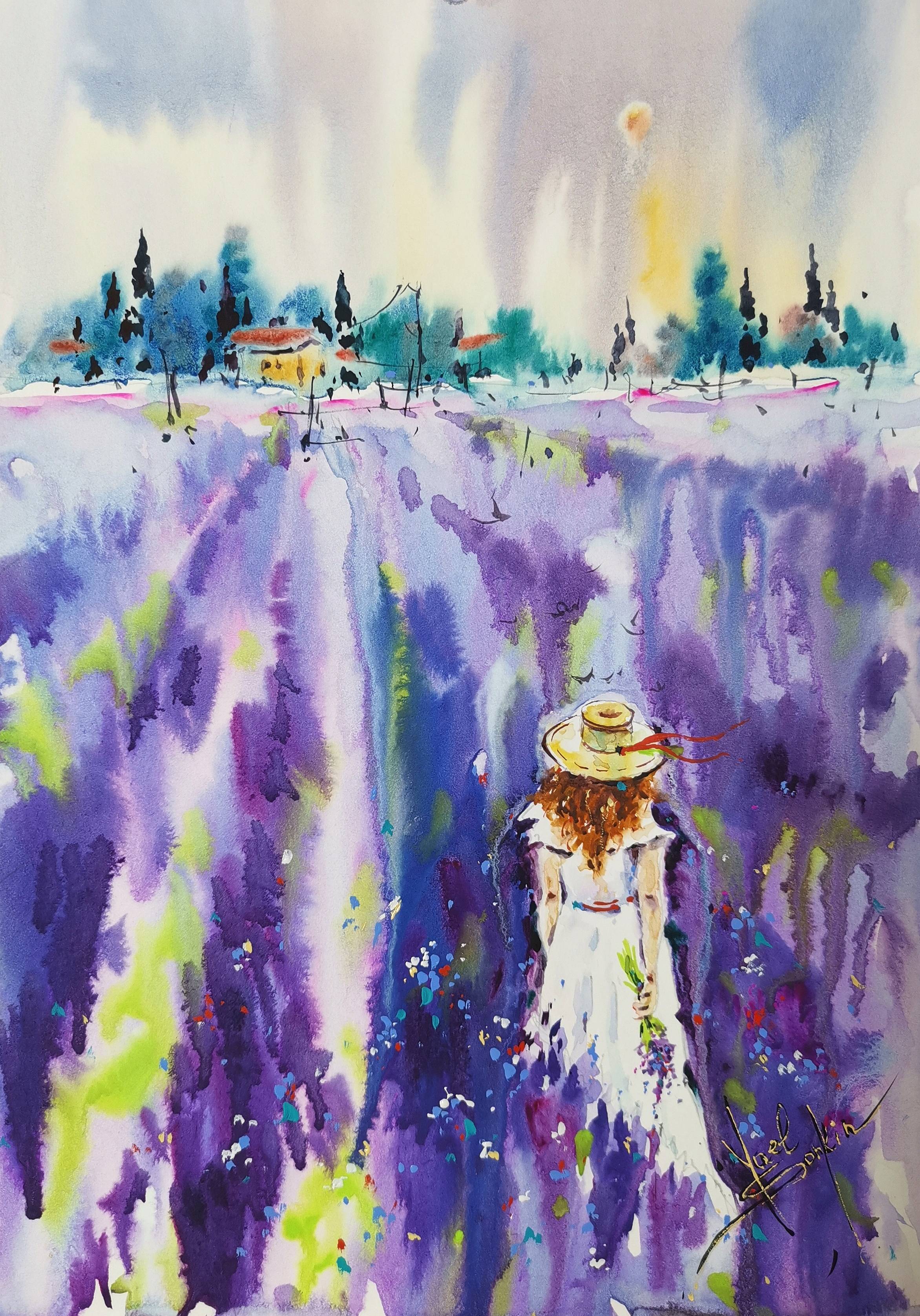 ORIGINAL watercolor painting TUSCANY landscape  — image 2