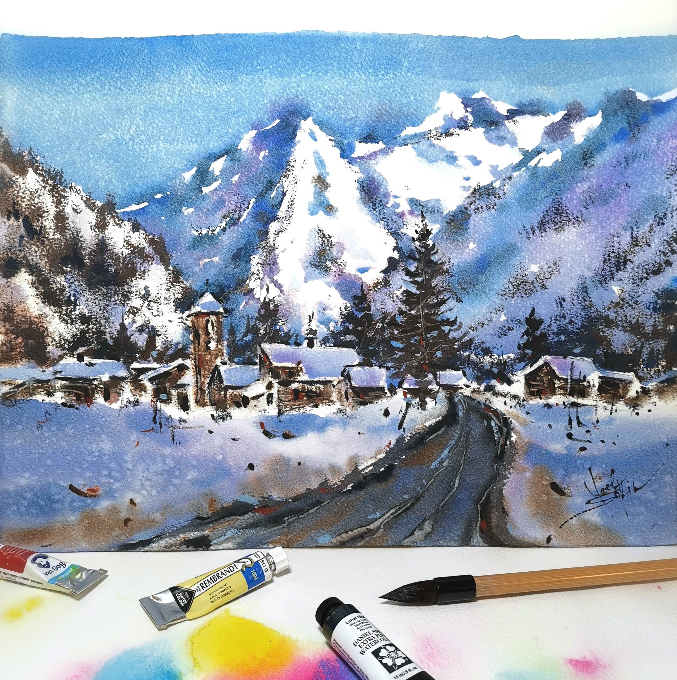 Monterosa Painting Italy Artwork Original watercolor art work — image 2